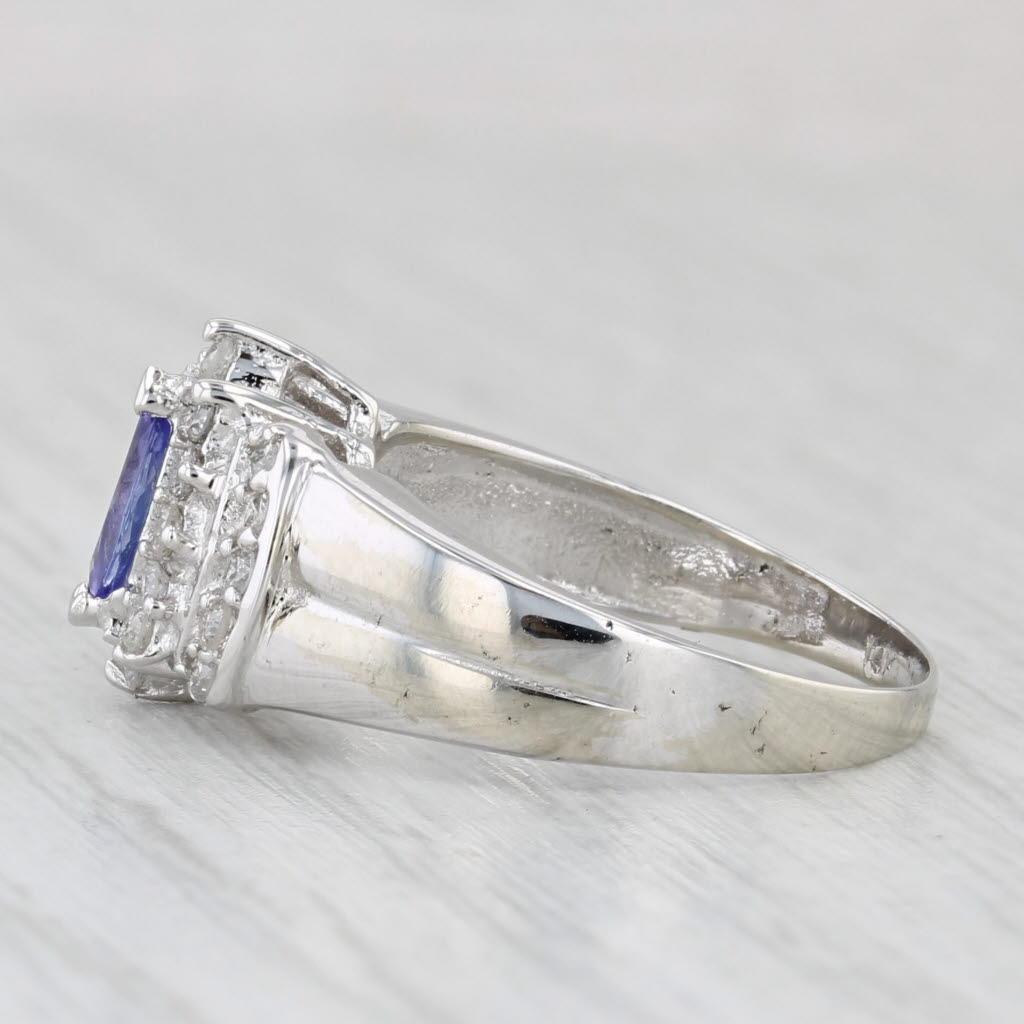 Light Gray 0.68ctw Marquise Tanzanite Diamond Halo Ring 14k White Gold Size 5.5 Engagement