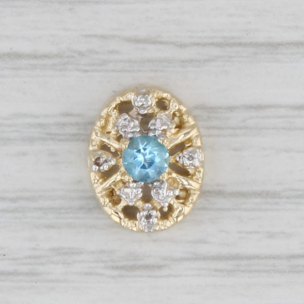 OMG 0.35ct Blue Topaz Diamond Slide Bracelet Charm 14k Yellow Gold Vintage