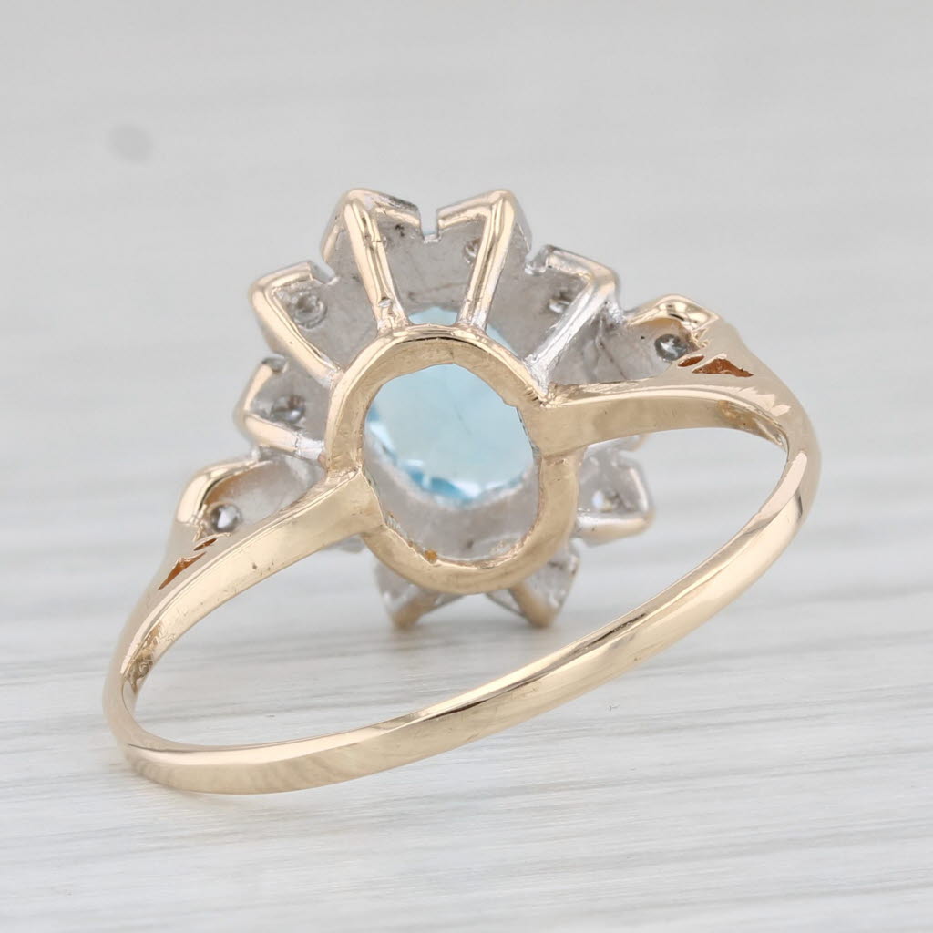 Light Gray 1.46ctw Oval Blue Topaz Diamond Ring 10k Yellow Gold Size 7.5