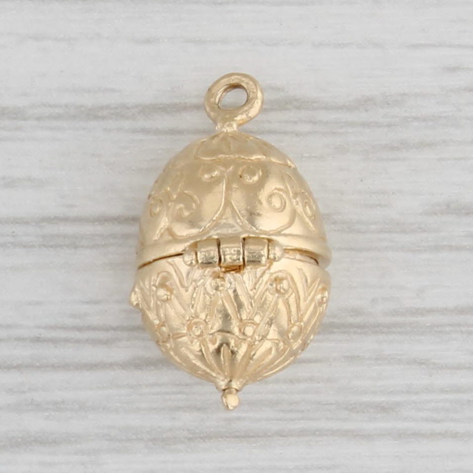 Gray Ornate Egg Ballerina Charm 14k Yellow Gold Pendant