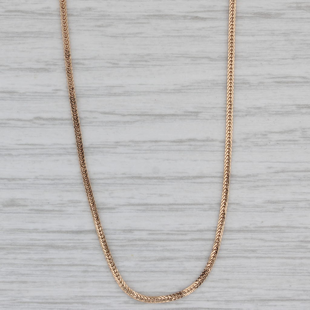 Gray Wheat Chain Necklace 14k Rose Gold 24.25" 1.4mm