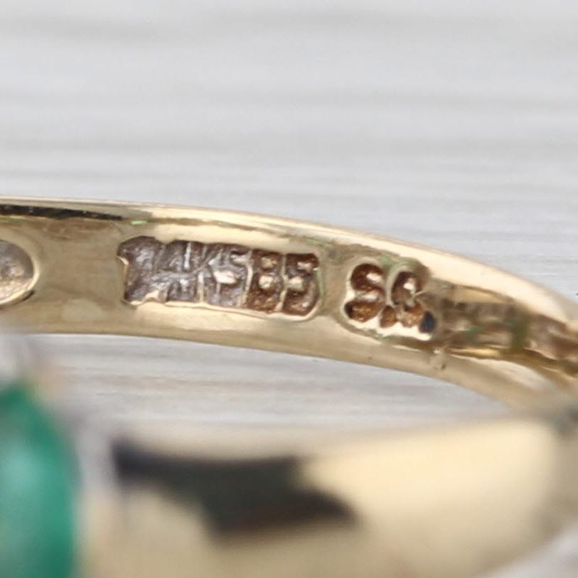 0.77ctw Emerald Diamond V Enhancer Ring 14k Yellow Gold Stackable Wedding Band