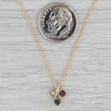 0.21ctw Diamond Ruby Sapphire 3-Stone Pendant Necklace 14k Yellow Gold 18"
