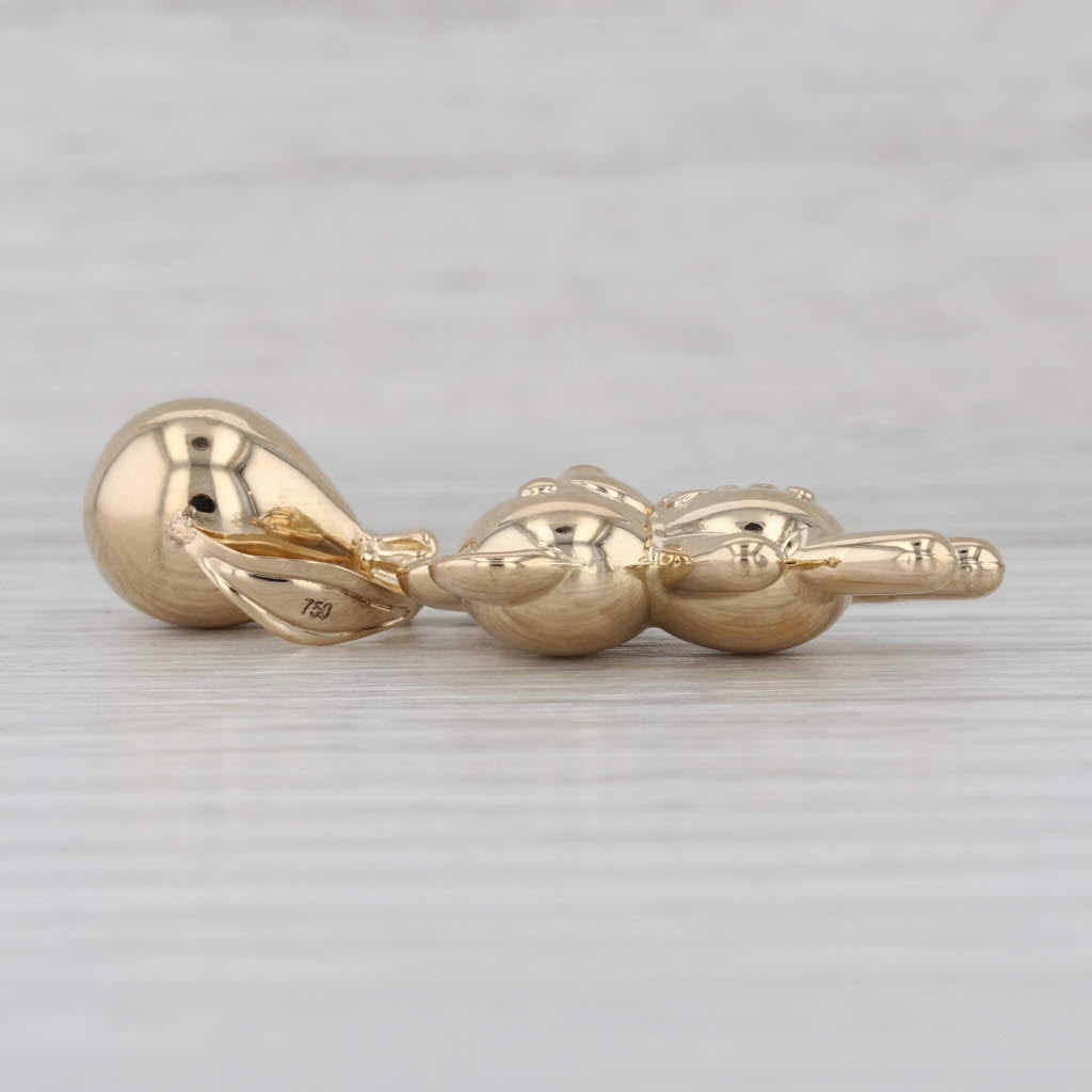 Floating Teddy Bear Holding Balloon Pendant 18k Yellow Gold Statement