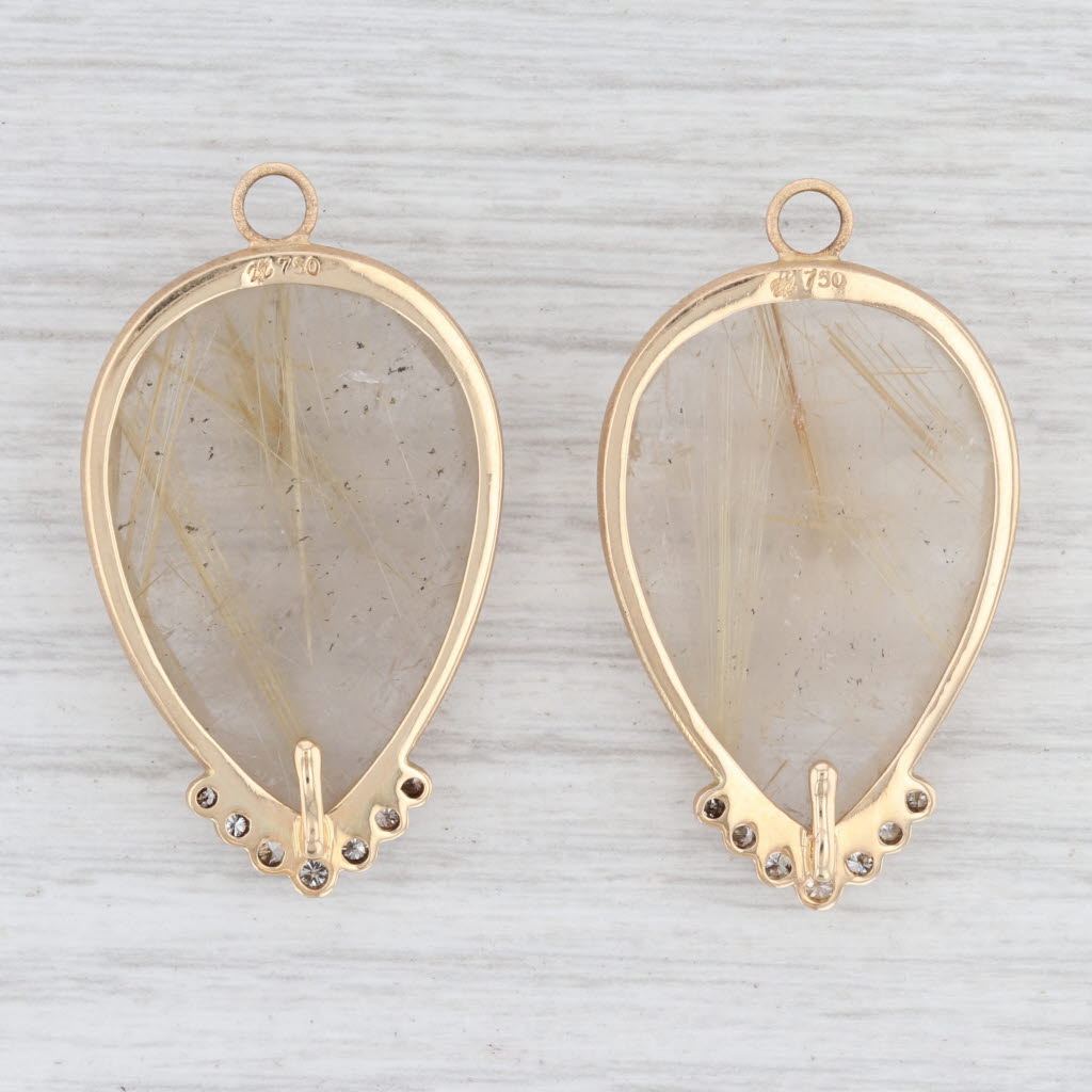 New Nina Wynn Earring Enhancer Charms Rutilated Quartz Diamond 18k Yellow Gold