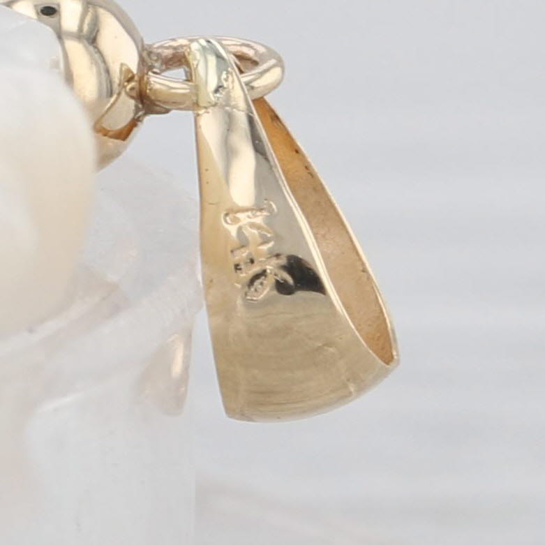 Carved Butterfly Mother of Pearl Pendant 14k Yellow Gold