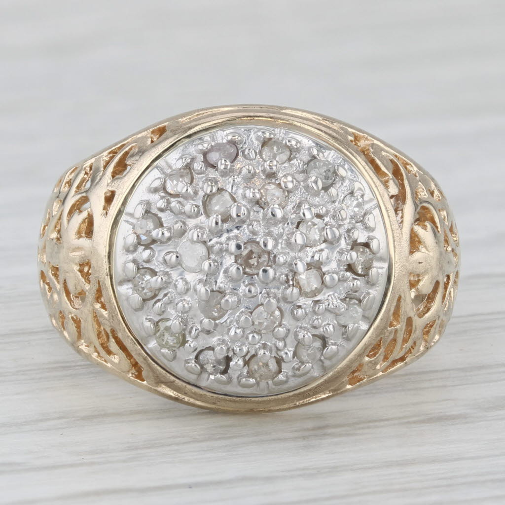 Gray 0.30ctw Pave Diamond Cluster Ring 10k Yellow Gold Size 8.5