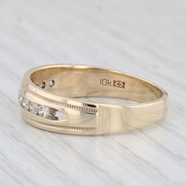 0.48ctw Diamond Men's Wedding Band 10k Yellow Gold Size 12.5 Ring