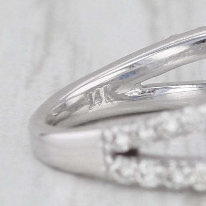 1.62ctw Blue Sapphire Diamond Halo Ring 14k White Gold Engagement Size 7