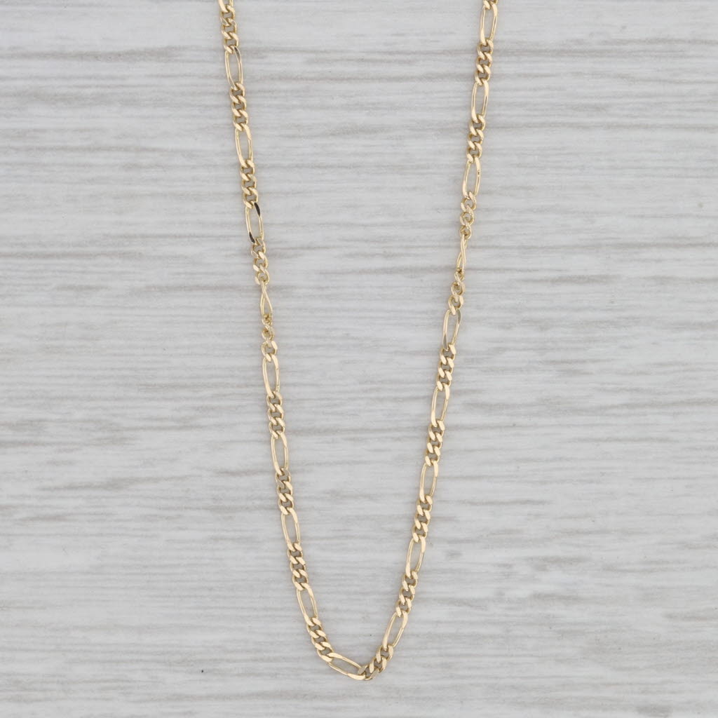 Gray 20" 1.3mm Figaro Chain Necklace 14k Yellow Gold