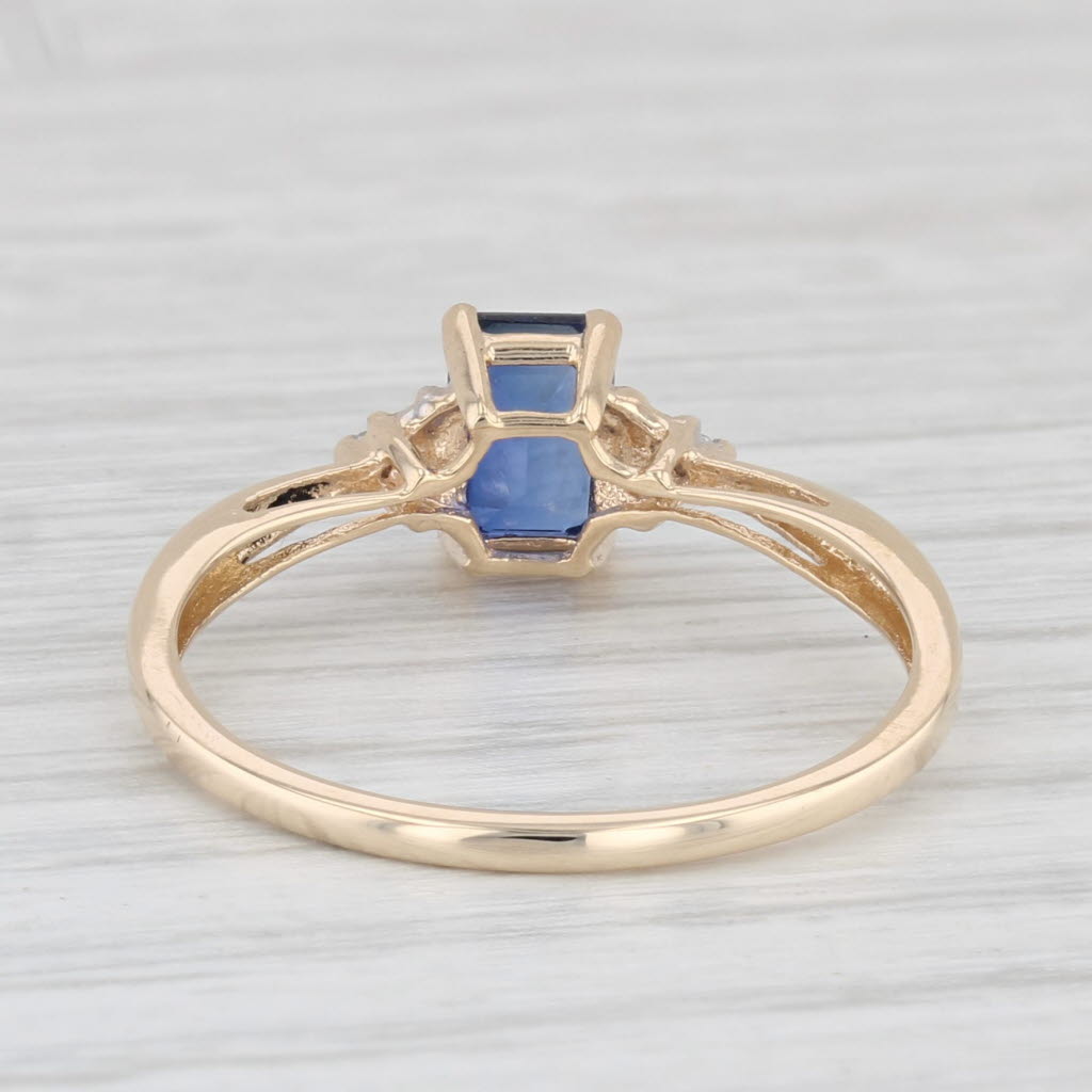 Light Gray 0.70ct Lab Created Blue Sapphire Diamond Ring 10k Yellow Gold Size 7.25