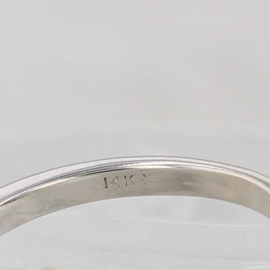 Light Gray Two Diamonds Inside Open Heart Ring 14k White Gold Size 4.5