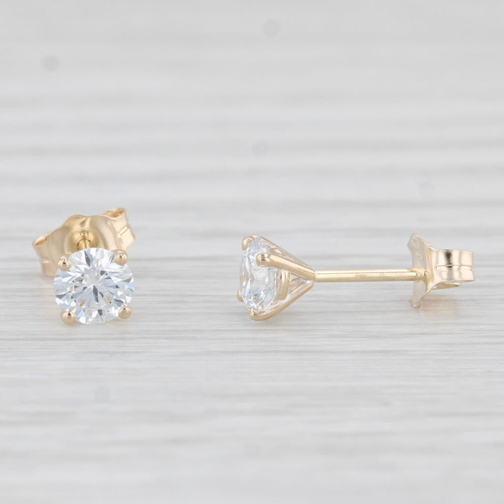 Light Gray New 0.71ctw Lab Created Diamond Stud Earrings 14k Yellow Gold Round Solitaires