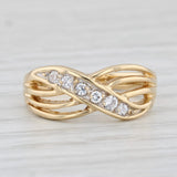 0.10ctw Cubic Zirconia Ring 18k Yellow Gold Size 4.5 Cross Over Band