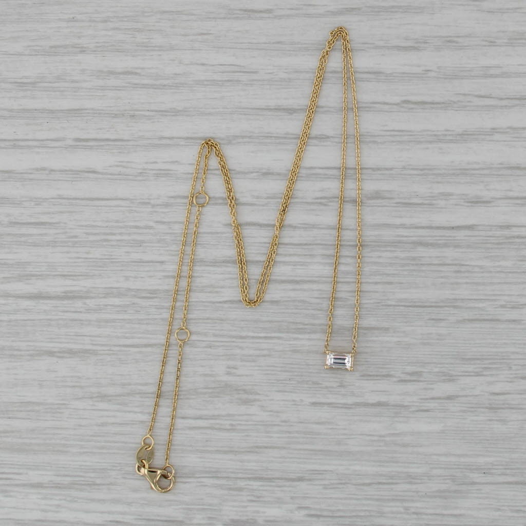 0.30ct Diamond Solitaire Pendant Necklace 14k Gold Adjustable Cable Chain