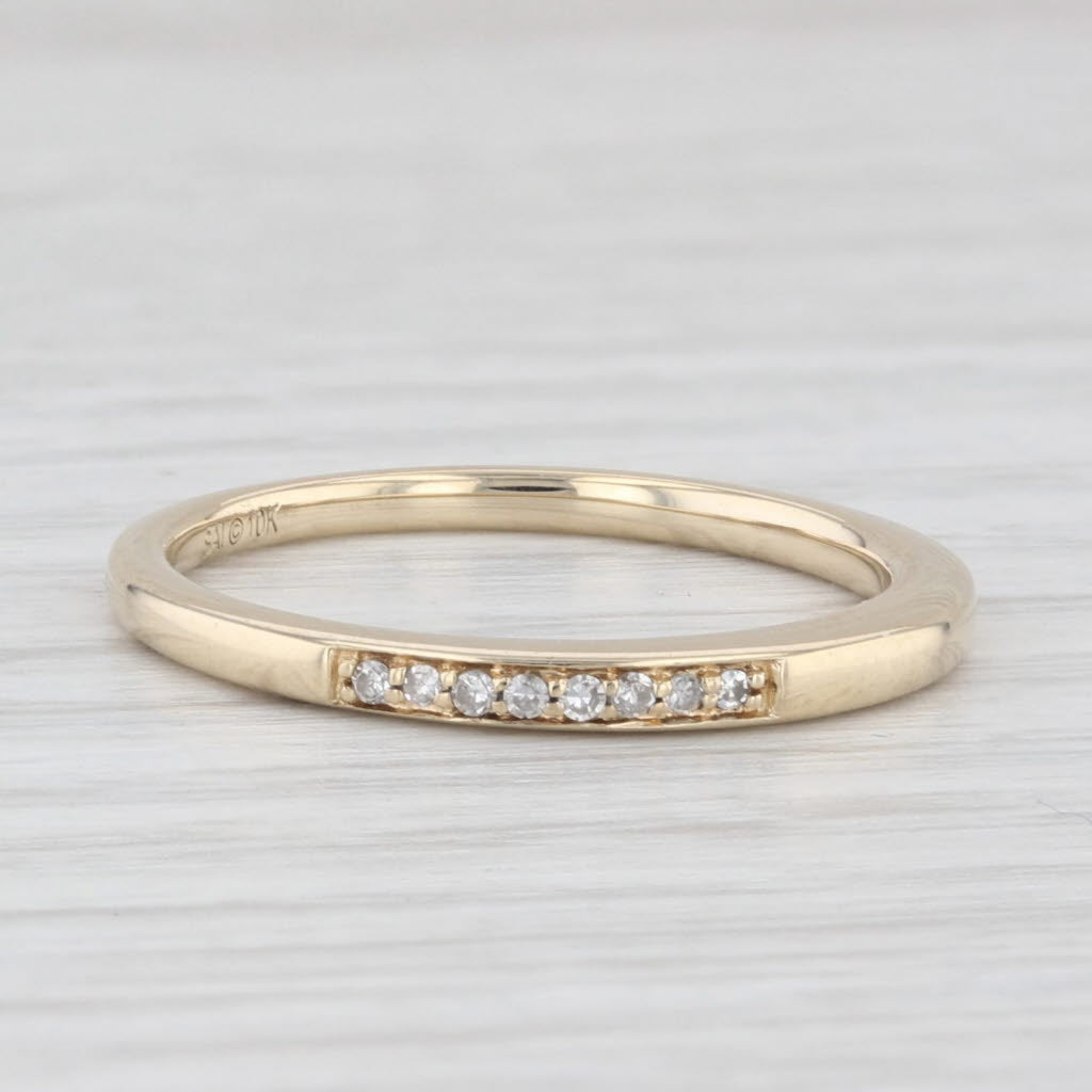 Light Gray Diamond Accented Wedding Band 10k Yellow Gold Stackable Ring Size 7