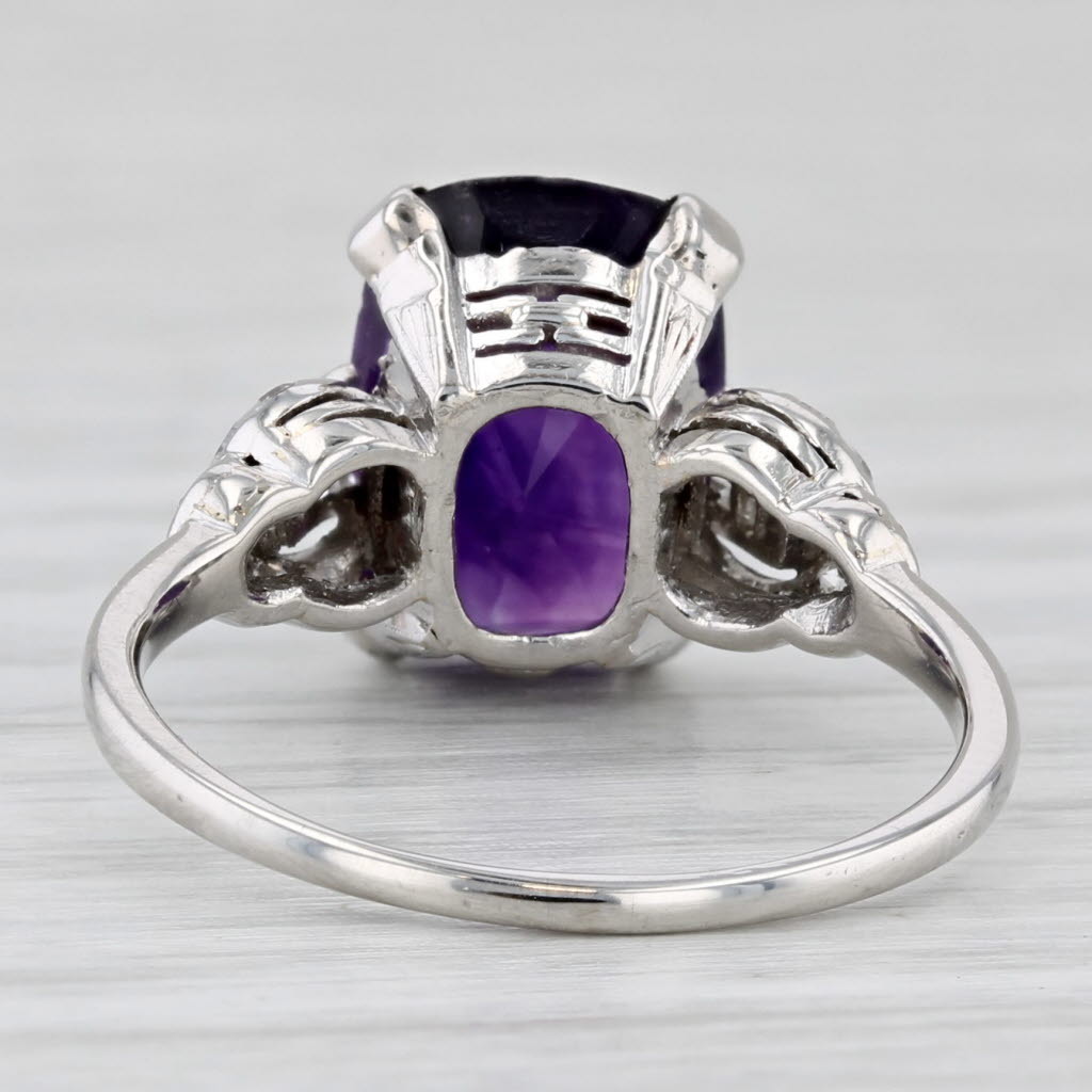 Light Gray 4.05ctw Cushion Amethyst Diamond Ring Platinum Size 7.5