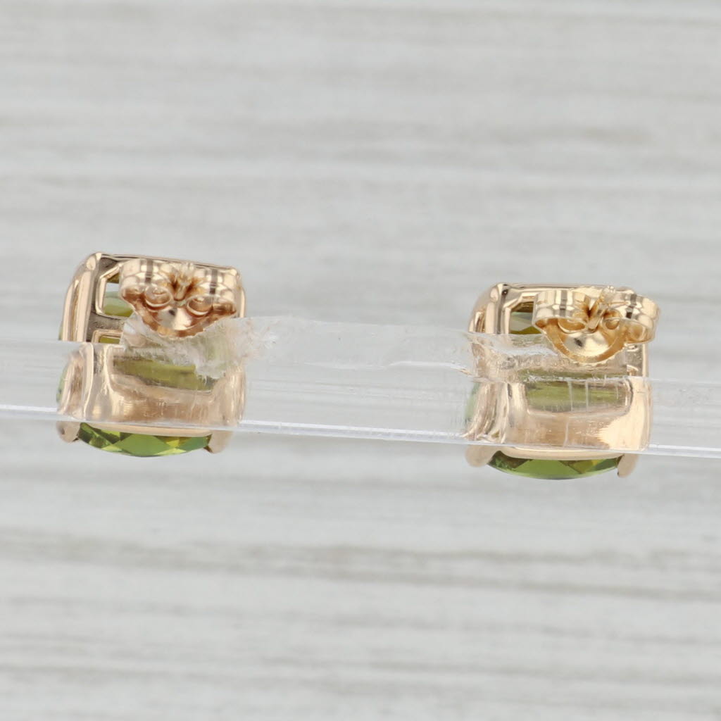 Gray 8.20ctw Green Tourmaline Stud Earrings 14k Yellow Gold Cushion Solitaire Studs