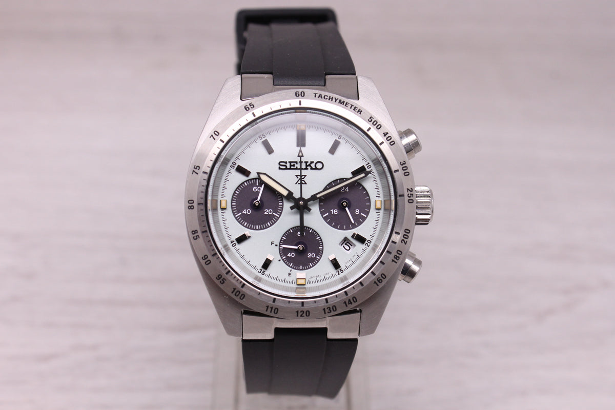 Seiko Prospex Solar Speedtimer Watch 39.5mm Steel Chronograph Date SSC965