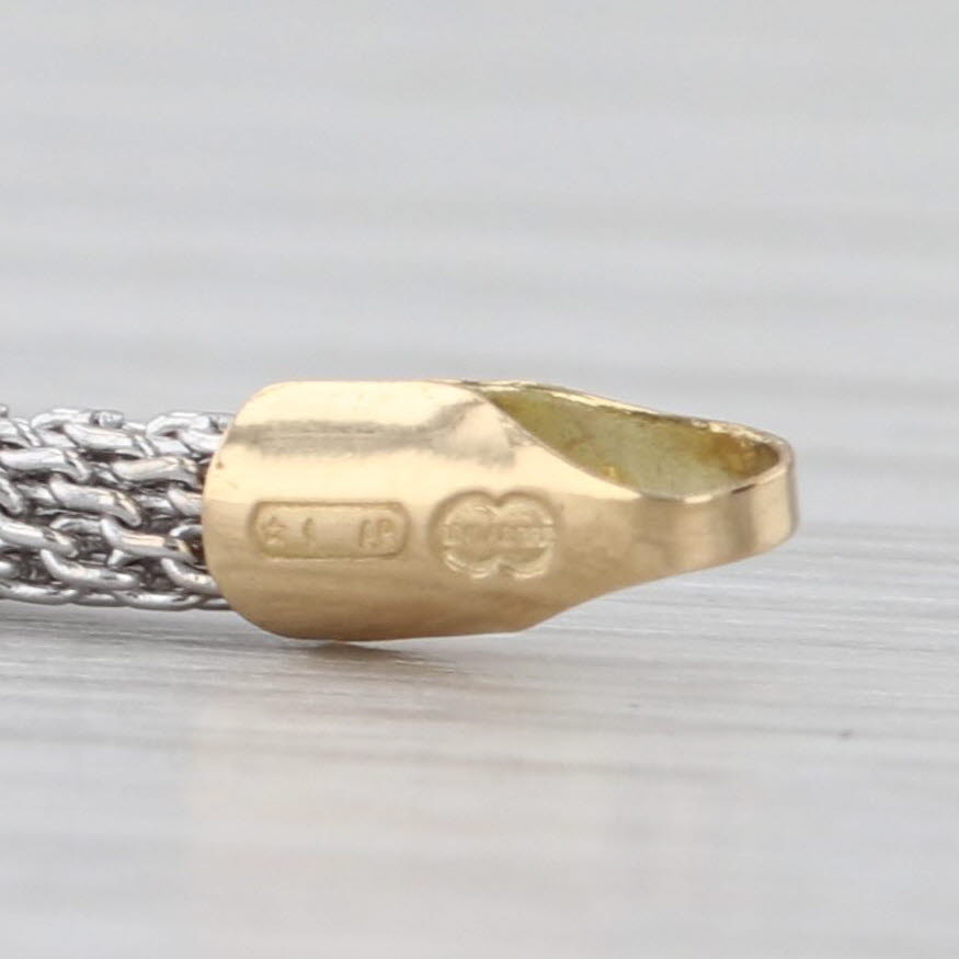 Mesh Chain Bead Bracelet 7" 18k White & Yellow Gold 3.5mm