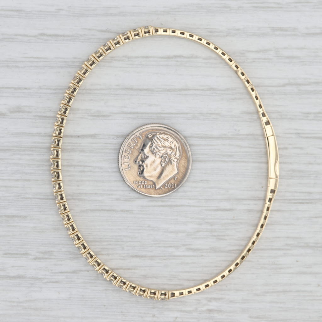 New 1.95ctw Diamond Bead Flexible Bangle Tennis Bracelet 14k Yellow Gold 6.75"