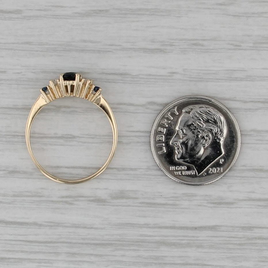 0.79ctw Blue Sapphire Diamond Ring 14k Yellow Gold Size 5.75