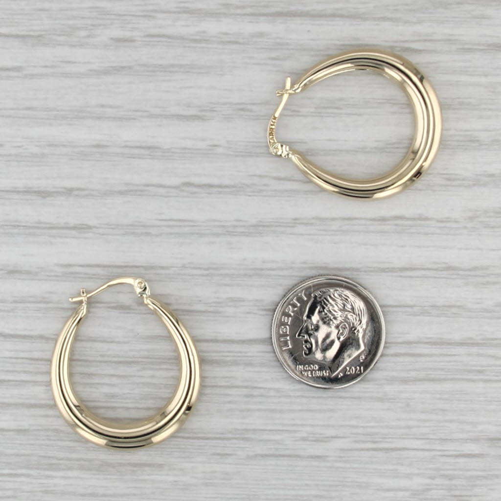Round Hoop Earrings 14k Yellow Gold Snap Top Hoops 27.2 x 3.7mm
