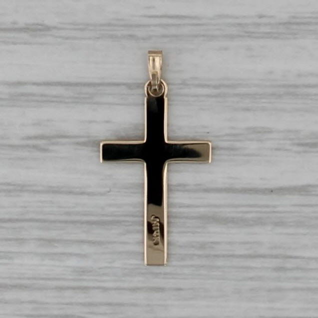 14k Yellow Gold Cross Pendant Small Thin Drop Religious Jewelry