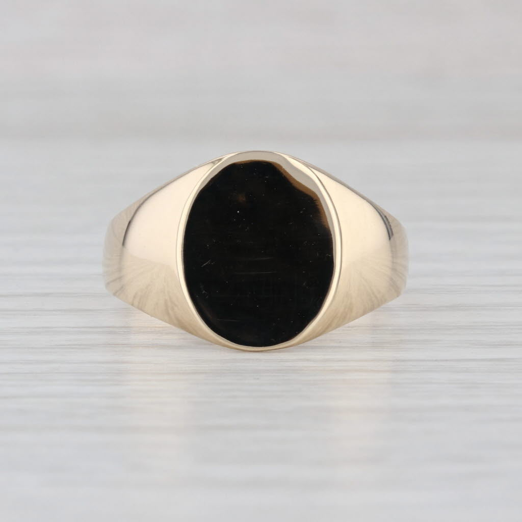 Engravable Oval Signet Ring 10k Yellow Gold Size 11.75