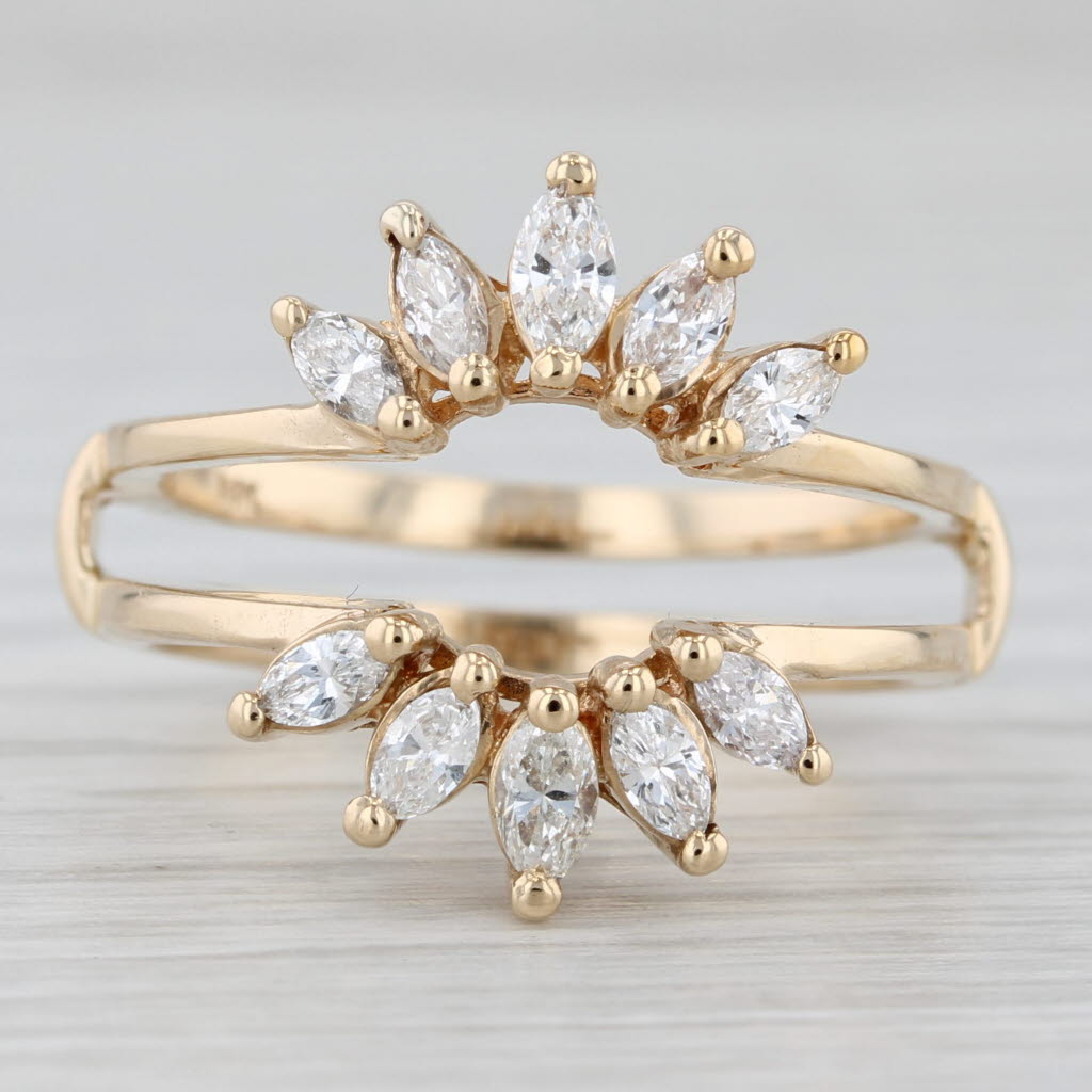 Light Gray 0.60ctw Diamond Ring Jacket Wrap 14k Yellow Gold Size 7.75 Wedding Band