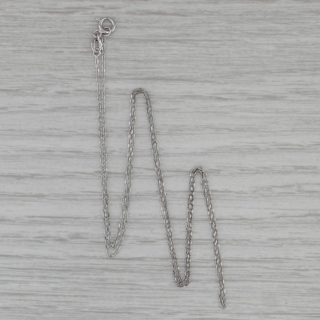 Cable Chain Necklace 14k White Gold 0.6mm 20"