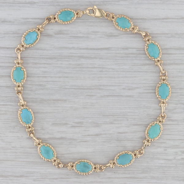 Imitation Turquoise Tennis Bracelet 14k Yellow Gold 7"