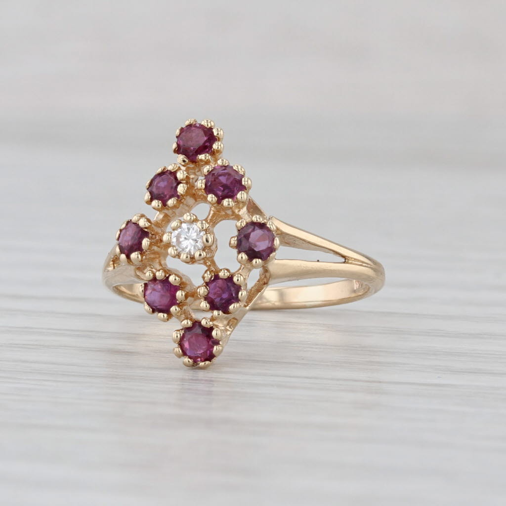 0.64ctw Ruby Diamond Cocktail Ring 14k Yellow Gold Size 6.25