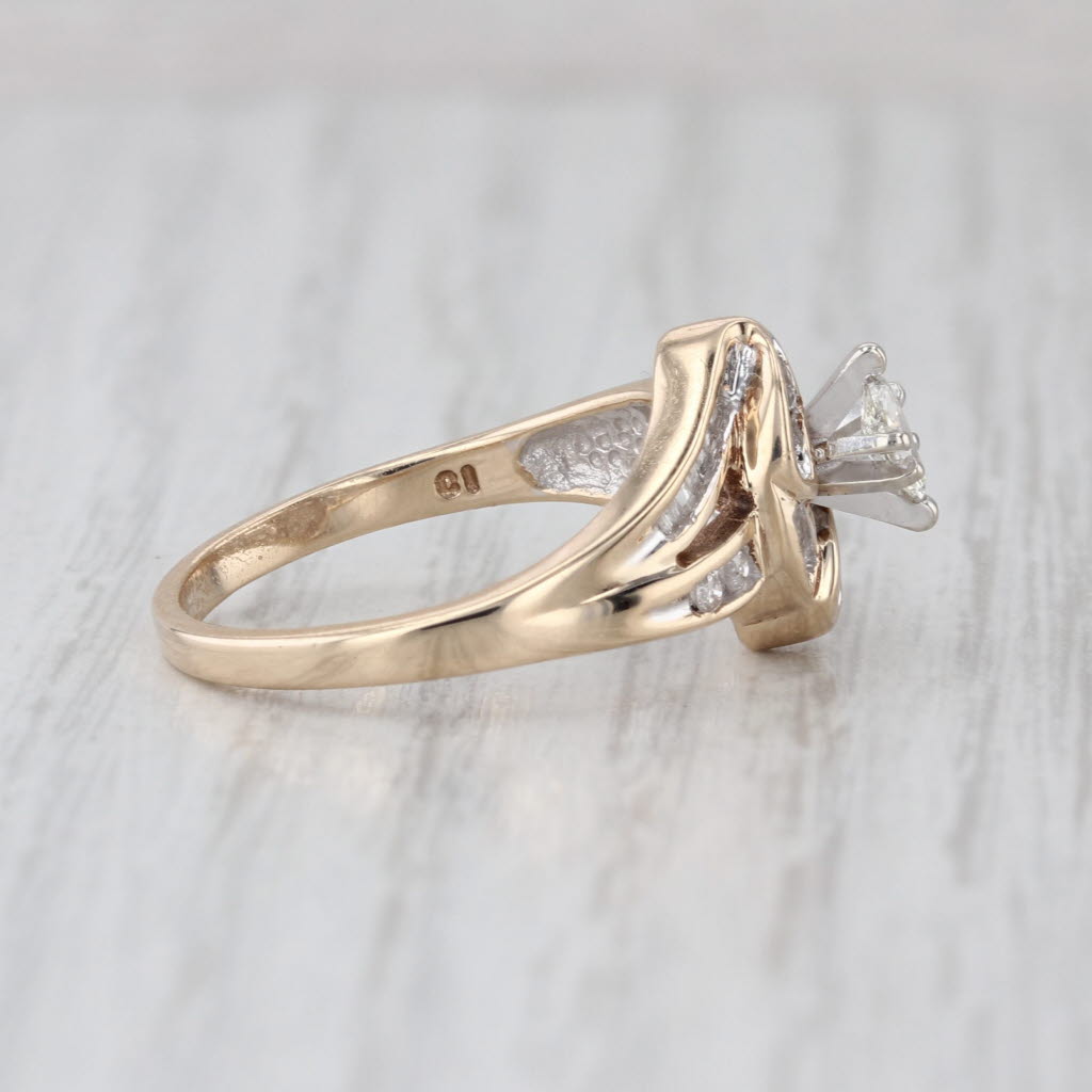 0.29ctw Marquise Diamond Bypass Engagement Ring 10k Yellow Gold Size 7