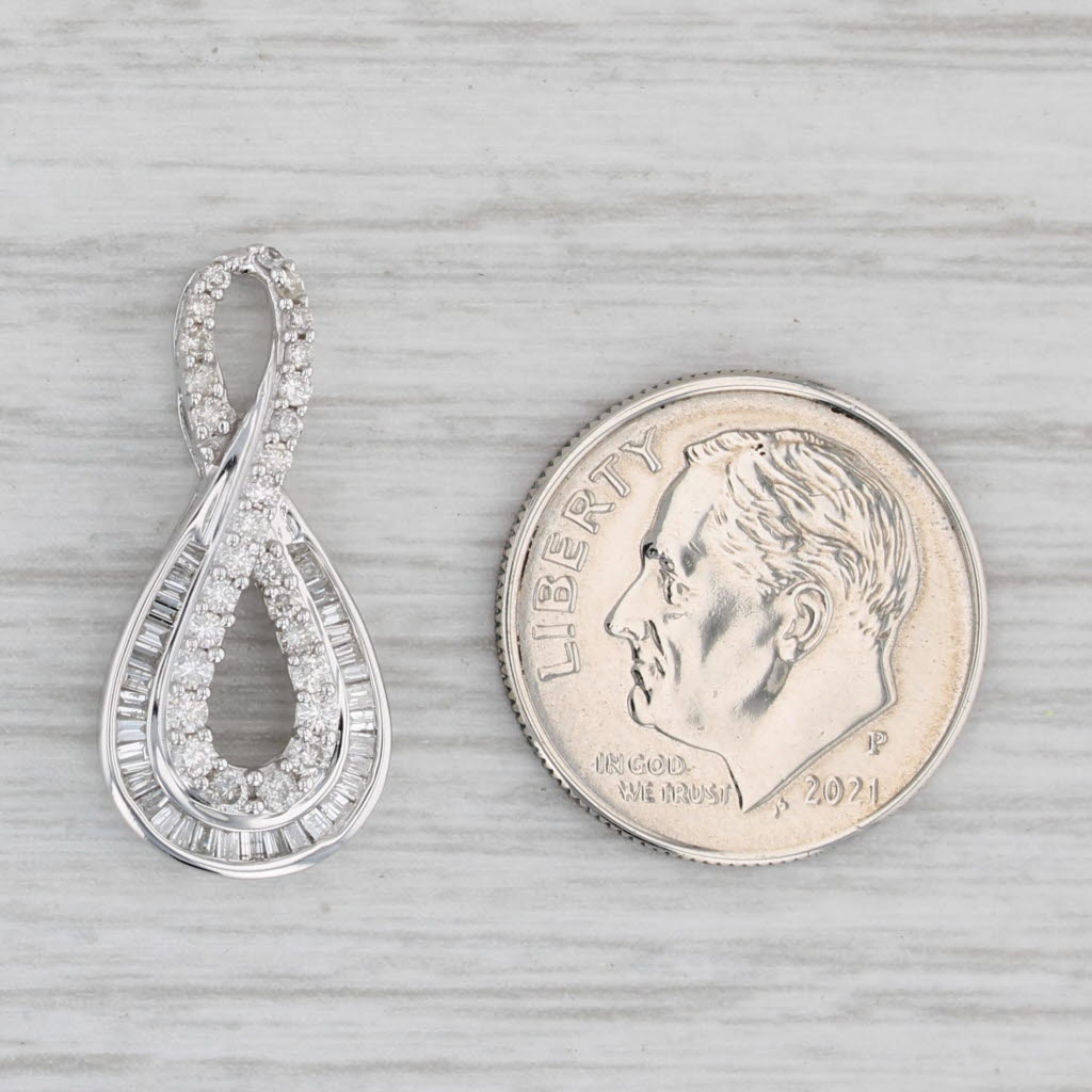 Light Gray 0.32ctw Diamond Teardrop Pendant 14k White Gold