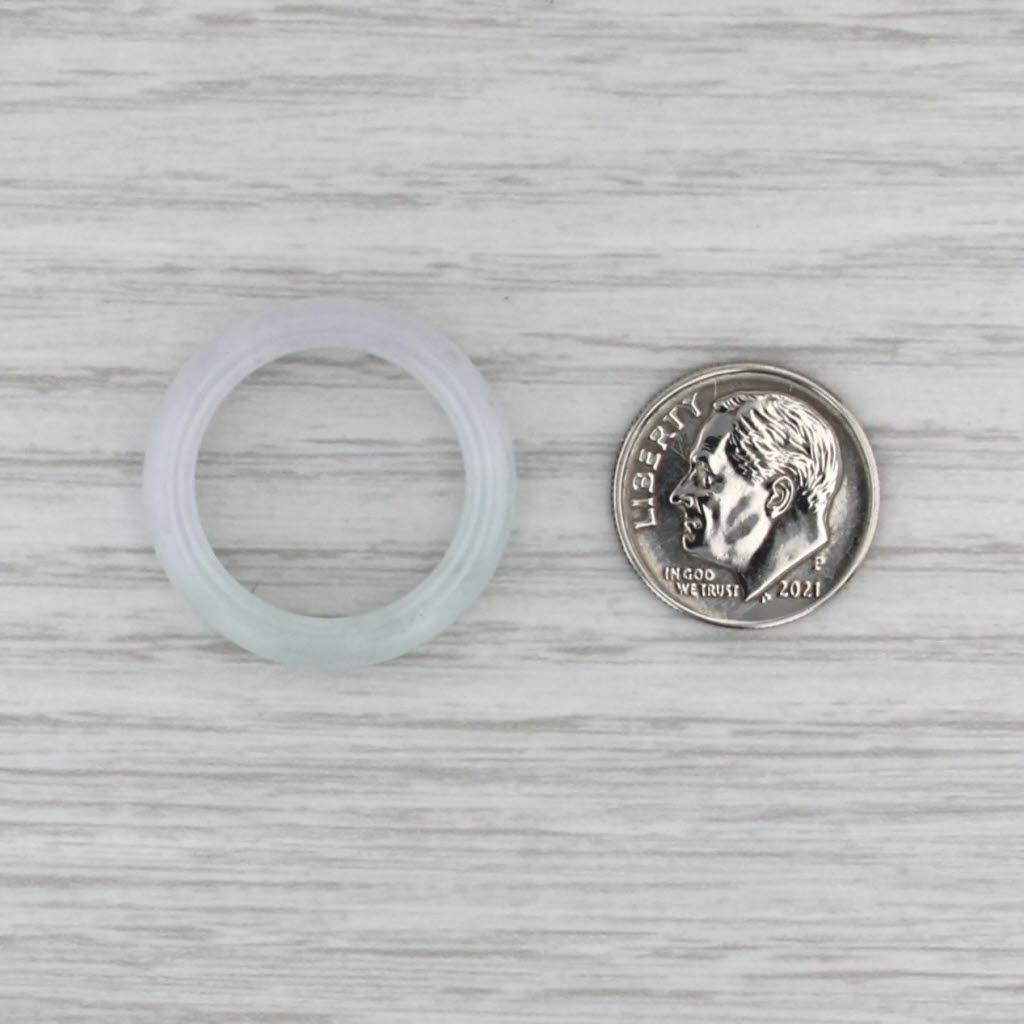 Marbled Pale Green Lavender Jadeite Jade Band Ring Size 7.5 5.4mm