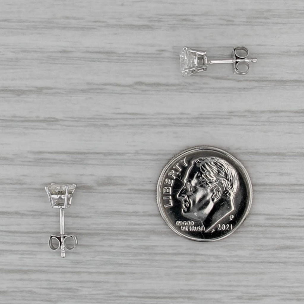 1.19ctw Diamond Stud Earrings 14k White Gold Round Solitaire Studs