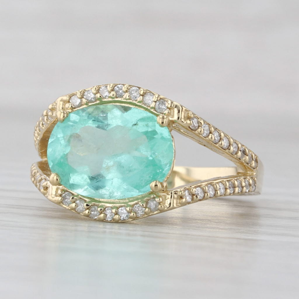 3.94ctw Green Beryl Diamond Ring 14k Yellow Gold Size 8 Euro Shank