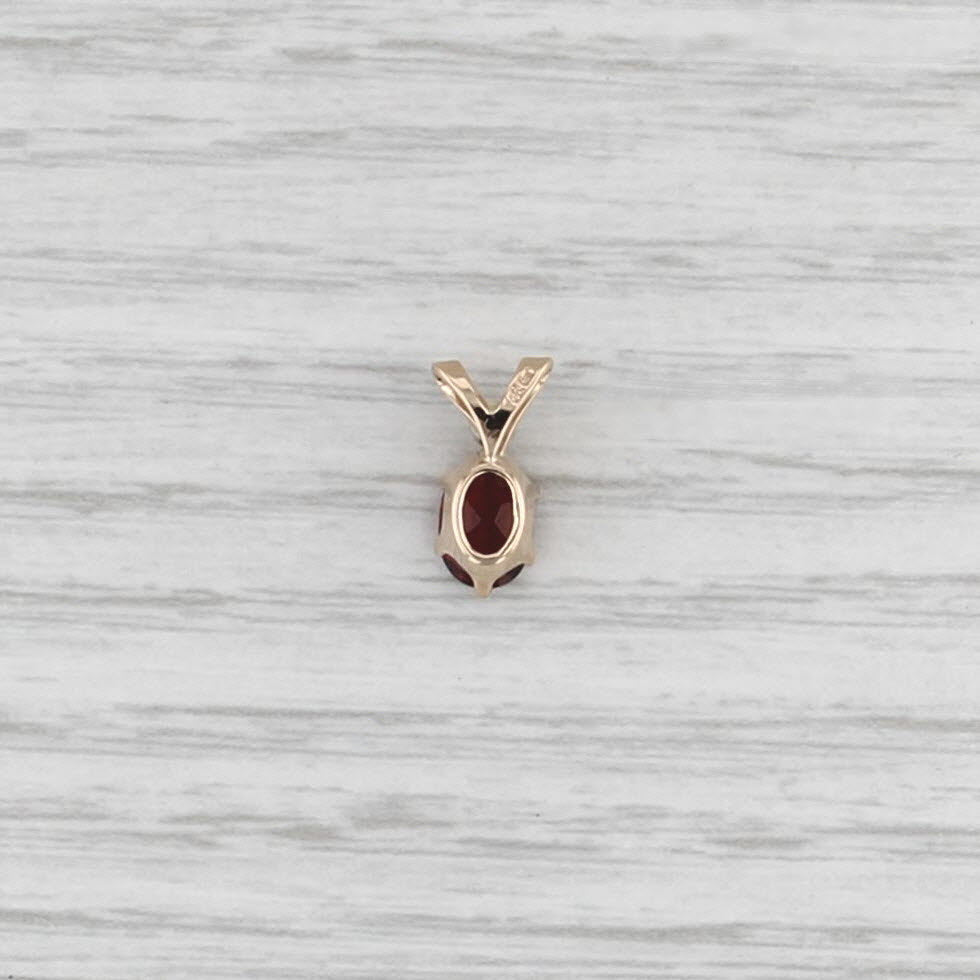 1ct Oval Garnet Solitaire Pendant 14k Yellow Gold Diamond Accent