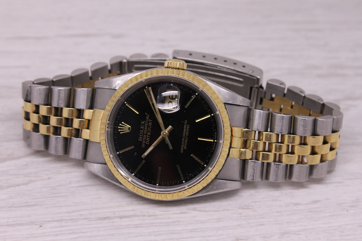 Vintage 1991 Rolex Datejust 16233 36mm 18k Steel Automatic Watch Jubilee Band