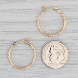 Small Round Etched Hoop Earrings 14k Yellow Gold Snap Top Hoops