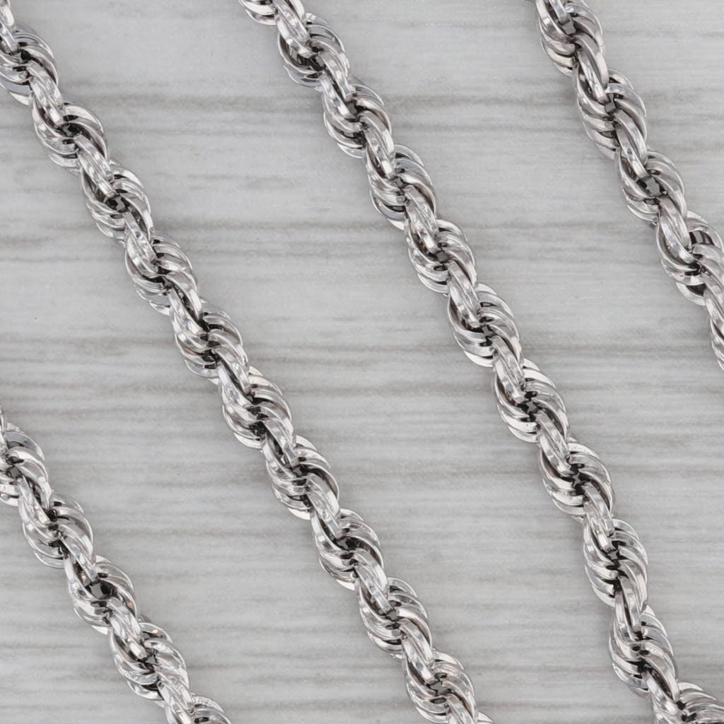 Gray Rope Chain Necklace 14k White Gold 18" 2.9mm