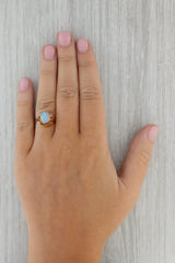 Rosy Brown Vintage Ornate Opal Ring 18k Yellow Gold Size 5.25 Oval Cabochon Solitaire