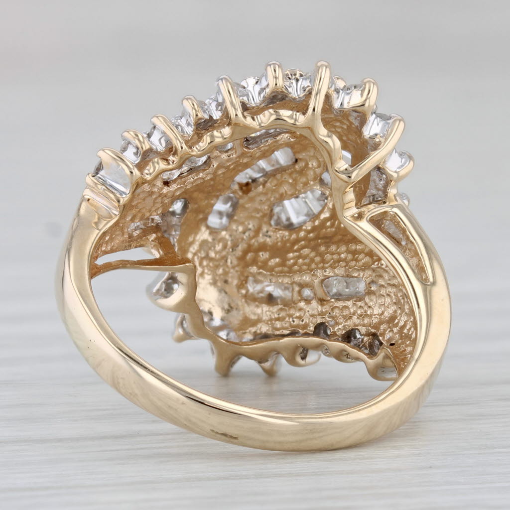 Gray 0.64ctw Diamond Knot Bypass Ring 10k Yellow Gold Size 7.25 Cocktail