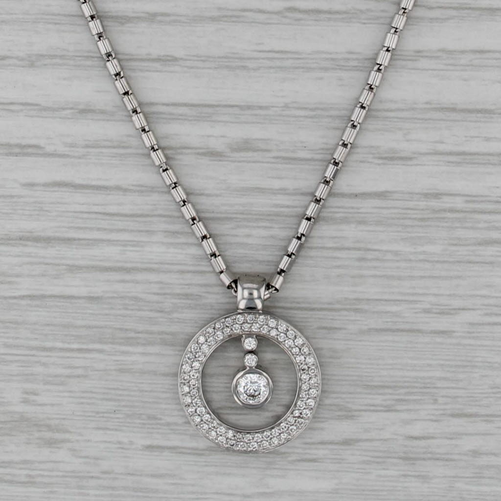 Roberto Coin Cento 0.80ctw Diamond Circle Pendant Necklace 18k Gold 16.25"