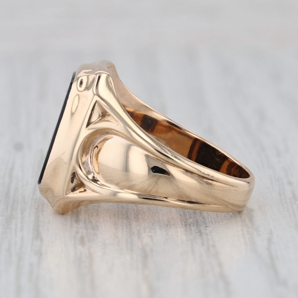 Vintage Onyx Masonic Signet Ring 14k Gold Size 8.75 Blue Lodge Square Compass