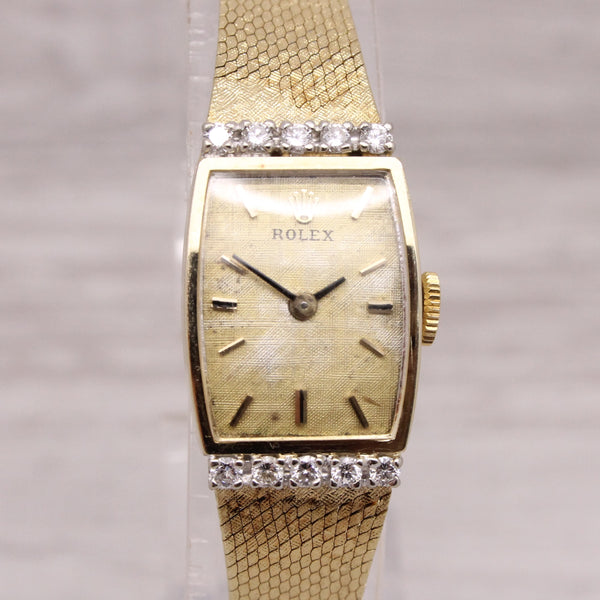 Gray Vintage 1960's Rolex 8420 Ladies 14k Solid Gold Diamond Cocktail Watch Serviced