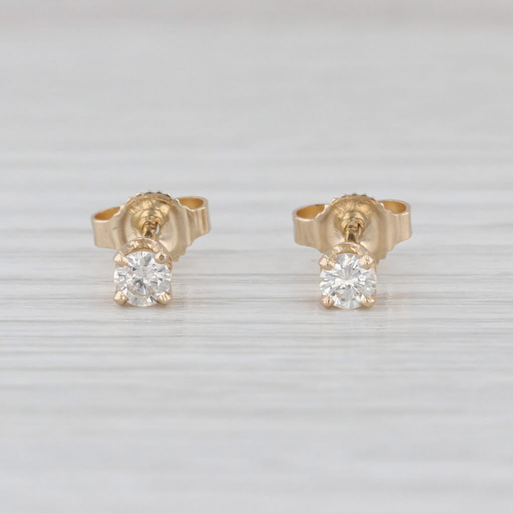 0.19ctw Round Brilliant Diamond Stud Earrings 14k Yellow Gold Solitaire Studs
