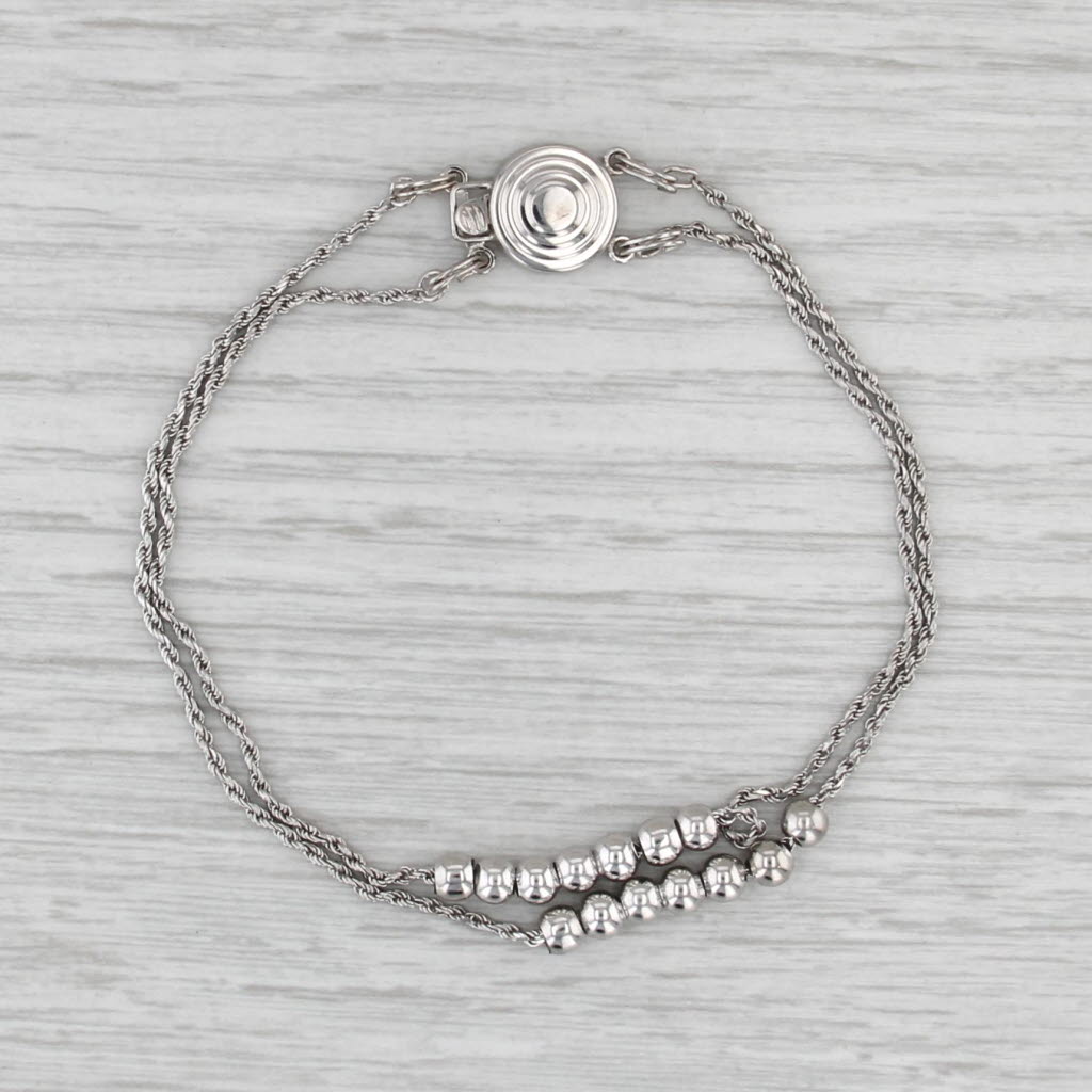 Richard Glatter Slide Charm Bracelet Bead Stoppers 8" Double Rope Chain
