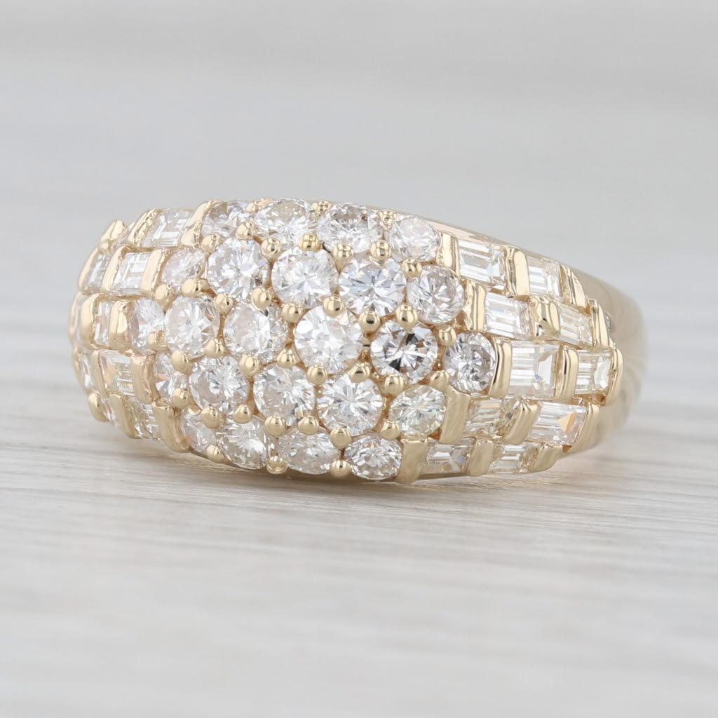 Light Gray 1.60ctw Diamond Cluster Ring 14k Yellow Gold Size 8